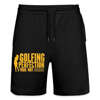 Golf - Golfclub Goldspieler Birdie Elite Luxus - Stanley/Stella Unisex Bio Joggingshorts Trainer  - Schwarz - Vorne - Nik (191cm) & Marisol (170cm)