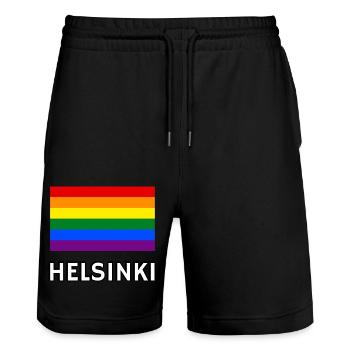Drapeau de la fierté d’Helsinki - Short de jogging bio TRAINER Stanley/Stella unisexe - noir - Devant - Nik (191cm) & Marisol (170cm)