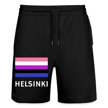 Drapeau de la fierté Helsinki - Short de jogging bio TRAINER Stanley/Stella unisexe - noir - Devant - Nik (191cm) & Marisol (170cm)