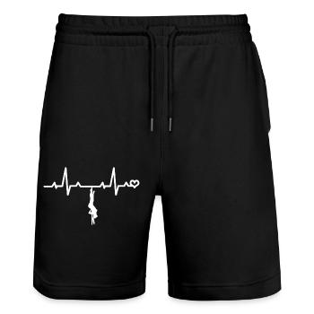 Pole Dance Dancer Heartbeat Heartline ECG Love - Stanley/Stella Trainer Unisex Organic Jogging Shorts - black - Front - Nik (191cm) & Marisol (170cm)