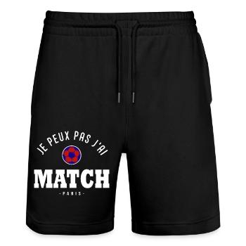Je peux pas j ai Match football Paris - Short de jogging bio TRAINER Stanley/Stella unisexe - noir - Devant - Nik (191cm) & Marisol (170cm)