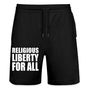 religious liberty for all - Stanley/Stella Unisex Bio Joggingshorts Trainer  - Schwarz - Vorne - Nik (191cm) & Marisol (170cm)