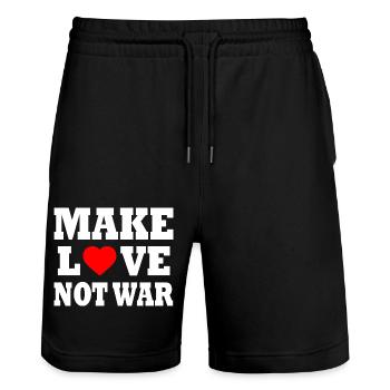Make love not war - Short de jogging bio TRAINER Stanley/Stella unisexe - noir - Devant - Nik (191cm) & Marisol (170cm)