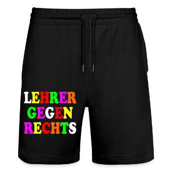 Lehrer gegen rechts - Stanley/Stella Unisex Bio Joggingshorts Trainer  - Schwarz - Vorne - Nik (191cm) & Marisol (170cm)