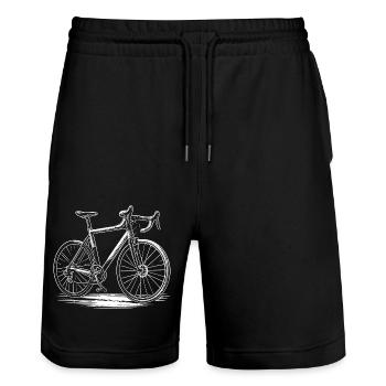 Rennrad minimalistisch - Stanley/Stella Unisex Bio Joggingshorts Trainer  - Schwarz - Vorne - Nik (191cm) & Marisol (170cm)