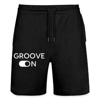 Groove On | Richtig fett grooven! - Stanley/Stella Unisex Bio Joggingshorts Trainer  - Schwarz - Vorne - Nik (191cm) & Marisol (170cm)