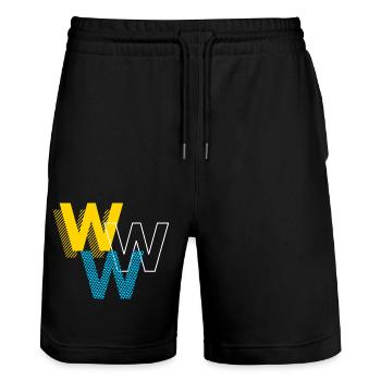 W Lettering Design Geschenke - Stanley/Stella Unisex Bio Joggingshorts Trainer  - Schwarz - Vorne - Nik (191cm) & Marisol (170cm)