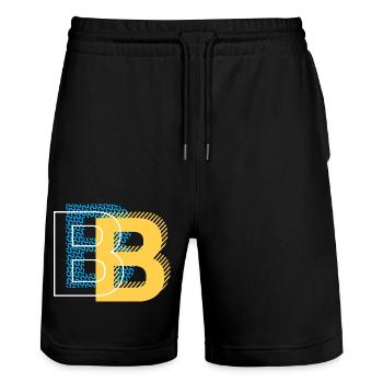 Lettre initiale B b - Short de jogging bio TRAINER Stanley/Stella unisexe - noir - Devant - Nik (191cm) & Marisol (170cm)