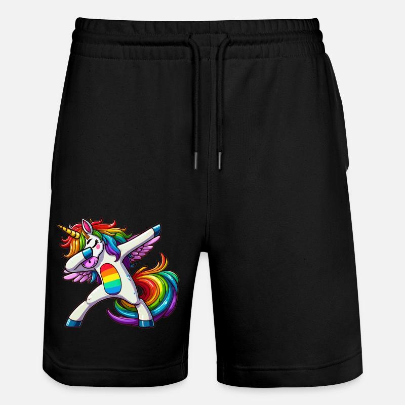 Dabbing Einhorn - Stanley/Stella Unisex Bio Joggingshorts Trainer  - Schwarz