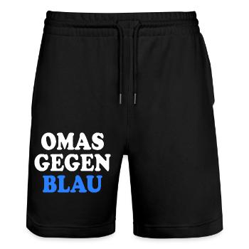 Omas gegen blau - Stanley/Stella Unisex Bio Joggingshorts Trainer  - Schwarz - Vorne - Nik (191cm) & Marisol (170cm)