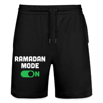 Ramadan Mode On - Stanley/Stella Trainer Unisex Organic Jogging Shorts - black - Front - Nik (191cm) & Marisol (170cm)