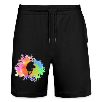Steckenpferd Hobby Horsing - Stanley/Stella Unisex Bio Joggingshorts Trainer  - Schwarz - Vorne - Nik (191cm) & Marisol (170cm)