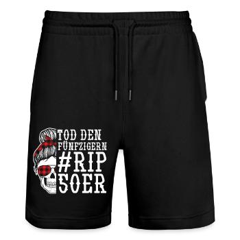 Birthday 60 years - Stanley/Stella Trainer Unisex Organic Jogging Shorts - black - Front - Nik (191cm) & Marisol (170cm)