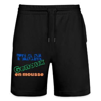 Team Schaumstoff Knie - Stanley/Stella Unisex Bio Joggingshorts Trainer  - Schwarz - Vorne - Nik (191cm) & Marisol (170cm)