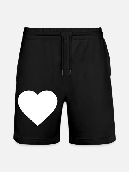 the white heart - Stanley/Stella Trainer Unisex Organic Jogging Shorts - black