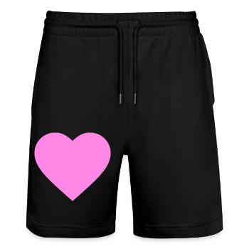 the pink/purple heart - Stanley/Stella Unisex Bio Joggingshorts Trainer  - Schwarz - Vorne - Nik (191cm) & Marisol (170cm)
