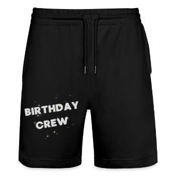 Birthday Crew - Stanley/Stella Trainer Unisex Organic Jogging Shorts - black - Front - Nik (191cm) & Marisol (170cm)
