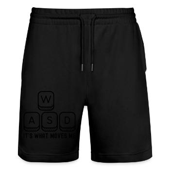 WASD Es ist das, was mich bewegt Lustiger Gaming-PC-Gamer - Stanley/Stella Unisex Bio Joggingshorts Trainer  - Schwarz - Vorne - Nik (191cm) & Marisol (170cm)