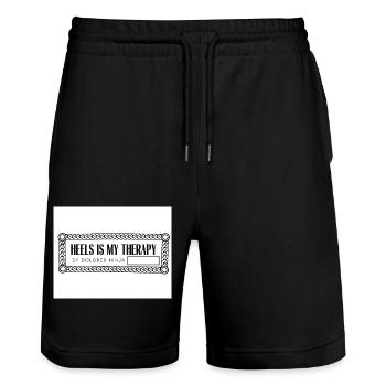MY THERAPHY SHIRTS RECTANGULAR page 0002 - Stanley/Stella Trainer Unisex Organic Jogging Shorts - black - Front - Nik (191cm) & Marisol (170cm)