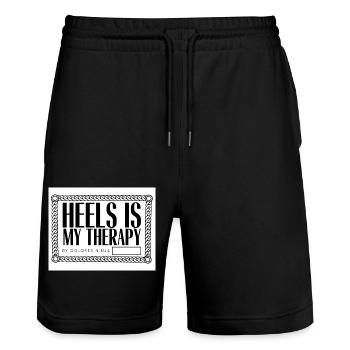 MY THERAPHY SHIRTS page 0002 - Stanley/Stella Trainer Unisex Organic Jogging Shorts - black - Front - Nik (191cm) & Marisol (170cm)