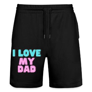 I love my Dad - Stanley/Stella Unisex Bio Joggingshorts Trainer  - Schwarz - Vorne - Nik (191cm) & Marisol (170cm)
