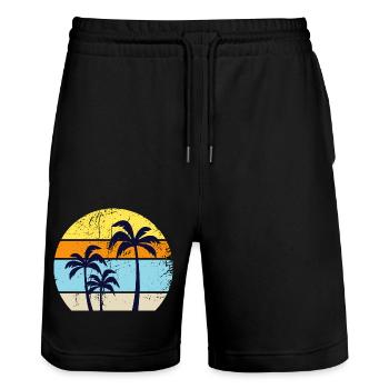 Palmen Vintage - Stanley/Stella Unisex Bio Joggingshorts Trainer  - Schwarz - Vorne - Nik (191cm) & Marisol (170cm)