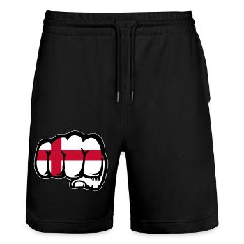 England Flag Fist - Stanley/Stella Trainer Unisex Organic Jogging Shorts - black - Front - Nik (191cm) & Marisol (170cm)