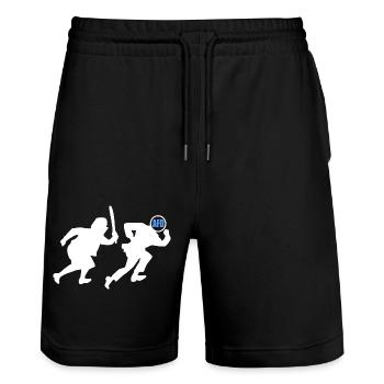 Omas gegen afd - Stanley/Stella Unisex Bio Joggingshorts Trainer  - Schwarz - Vorne - Nik (191cm) & Marisol (170cm)