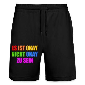 es ist okay nicht okay zu sein - Stanley/Stella Unisex Bio Joggingshorts Trainer  - Schwarz - Vorne - Nik (191cm) & Marisol (170cm)