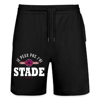 Je peux pas j'ai stade supporter football Paris - Short de jogging bio TRAINER Stanley/Stella unisexe - noir - Devant - Nik (191cm) & Marisol (170cm)