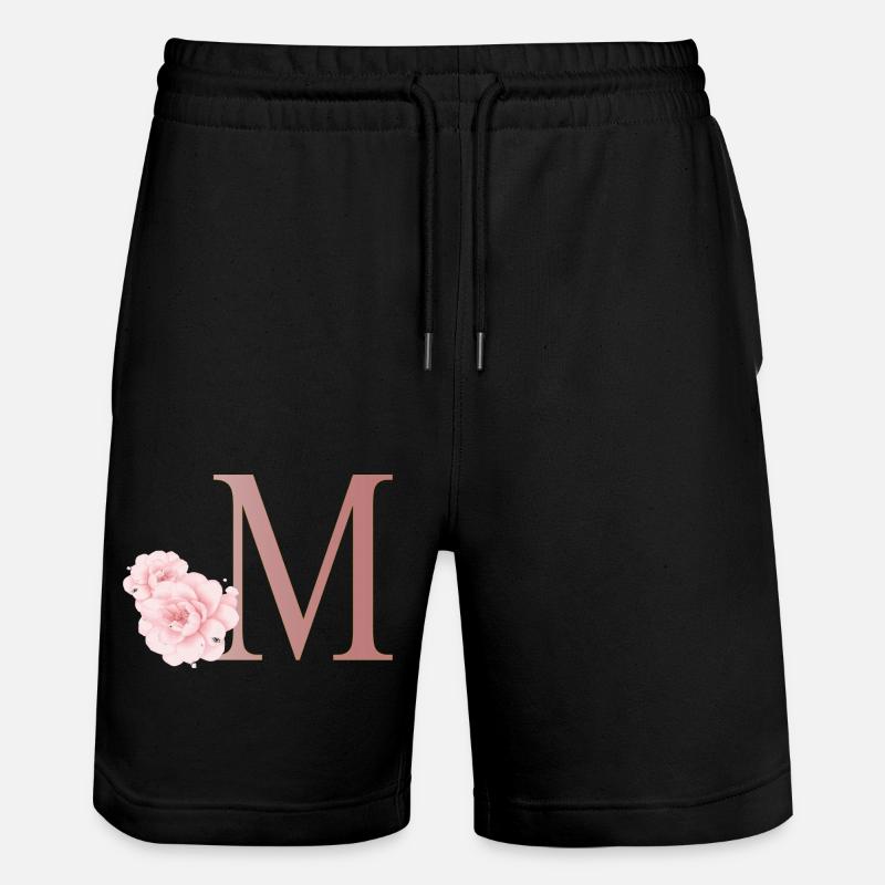 Buchstabe M mit Blumen - Stanley/Stella Unisex Bio Joggingshorts Trainer  - Schwarz