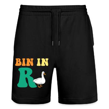 Pensioner Retirement Pension Pension Duck - Stanley/Stella Trainer Unisex Organic Jogging Shorts - black - Front - Nik (191cm) & Marisol (170cm)