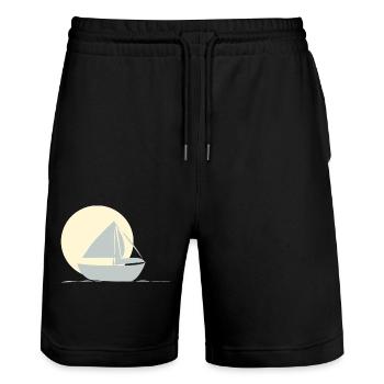 Segeln mit dem Boot - Stanley/Stella Unisex Bio Joggingshorts Trainer  - Schwarz - Vorne - Nik (191cm) & Marisol (170cm)