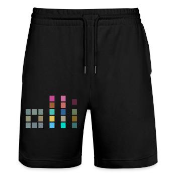 Colorful OLLI - One Life. Live It. Cube Design - Stanley/Stella Trainer Unisex Organic Jogging Shorts - black - Front - Nik (191cm) & Marisol (170cm)