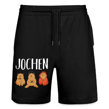 Gamer Zocker Zocken Gaming Jochen - Stanley/Stella Unisex Bio Joggingshorts Trainer  - Schwarz - Vorne - Nik (191cm) & Marisol (170cm)