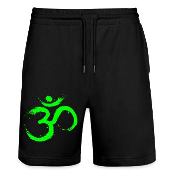 Symbole De Conception Om Méditation Libération Vert Citron - Short de jogging bio TRAINER Stanley/Stella unisexe - noir - Devant - Nik (191cm) & Marisol (170cm)