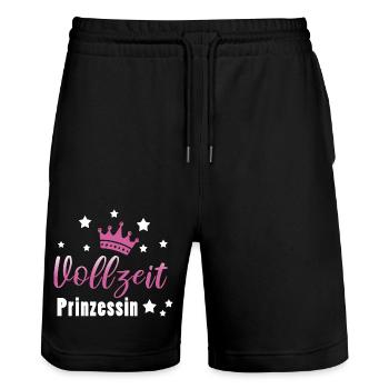 Vollzeitprinzessin Prinzessin Mädchen - Stanley/Stella Unisex Bio Joggingshorts Trainer  - Schwarz - Vorne - Nik (191cm) & Marisol (170cm)