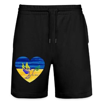 give Peace a chance for Ukraine - Stanley/Stella Unisex Bio Joggingshorts Trainer  - Schwarz - Vorne - Nik (191cm) & Marisol (170cm)