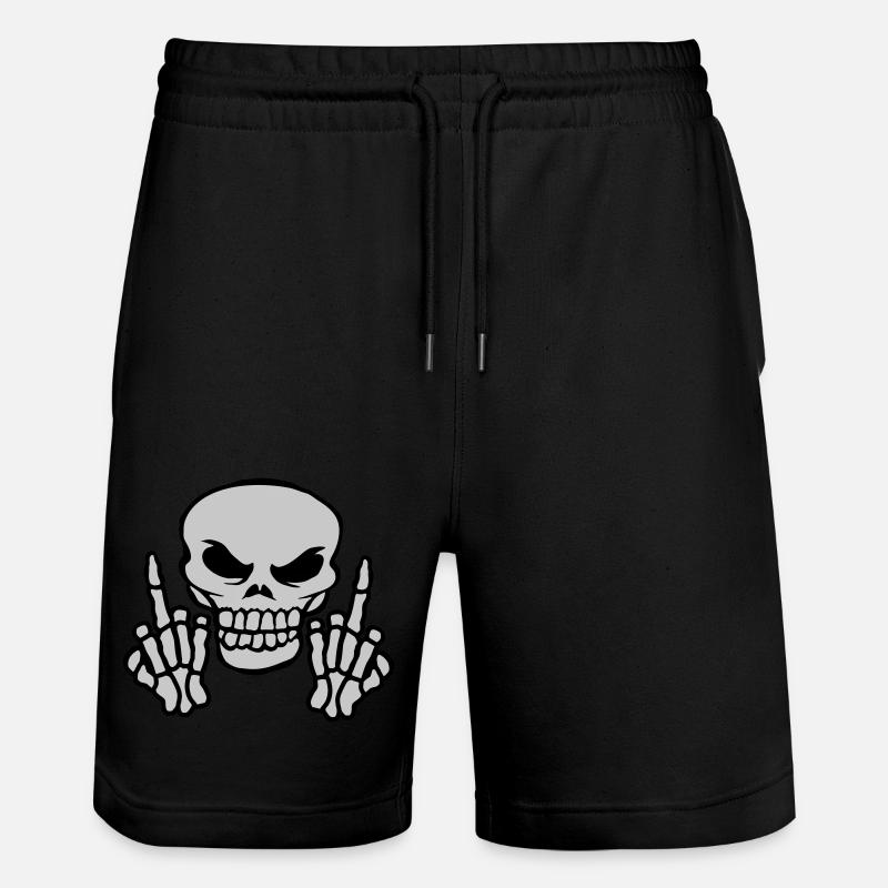 Mittelfinger zeigen böser Schädel - Stanley/Stella Unisex Bio Joggingshorts Trainer - Schwarz