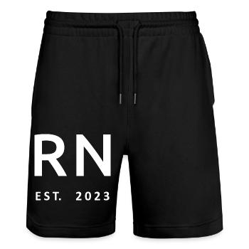 RN Est. 2023 Abschluss Registrierter Krankenpflegeschüler - Stanley/Stella Unisex Bio Joggingshorts Trainer  - Schwarz - Vorne - Nik (191cm) & Marisol (170cm)