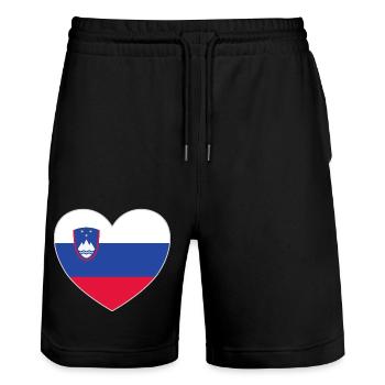 Slowenien Flagge Herz - Stanley/Stella Unisex Bio Joggingshorts Trainer  - Schwarz - Vorne - Nik (191cm) & Marisol (170cm)