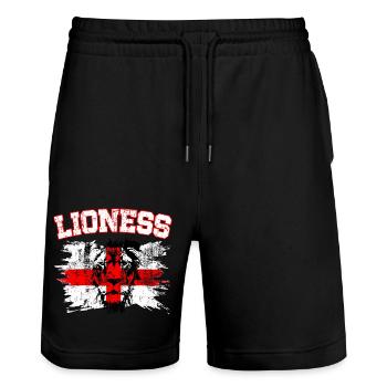 Englische Fußballnationalmannschaft Länderflag Fußball - Stanley/Stella Unisex Bio Joggingshorts Trainer  - Schwarz - Vorne - Nik (191cm) & Marisol (170cm)