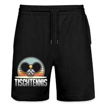 Tischtennis - Stanley/Stella Unisex Bio Joggingshorts Trainer  - Schwarz - Vorne - Nik (191cm) & Marisol (170cm)