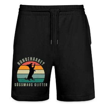 Süssmaus Glitter Retro Sunset - Stanley/Stella Unisex Bio Joggingshorts Trainer  - Schwarz - Vorne - Nik (191cm) & Marisol (170cm)