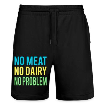 No meat, no dairy, no problem, vegan - Stanley/Stella Trainer Unisex Organic Jogging Shorts - black - Front - Nik (191cm) & Marisol (170cm)