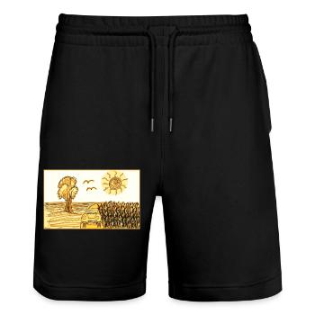Landscape - Stanley/Stella Trainer Unisex Organic Jogging Shorts - black - Front - Nik (191cm) & Marisol (170cm)