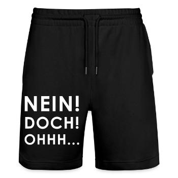 Nein, Doch, Ohhh - Stanley/Stella Unisex Bio Joggingshorts Trainer  - Schwarz - Vorne - Nik (191cm) & Marisol (170cm)