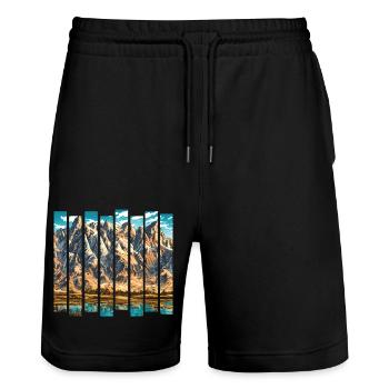 Mountains Hike Hiking Mountain Hiking Mountain Hikers - Stanley/Stella Trainer Unisex Organic Jogging Shorts - black - Front - Nik (191cm) & Marisol (170cm)