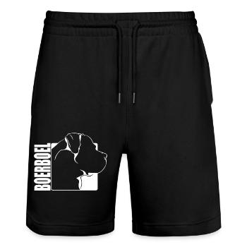 Boerboel Profil Hunde Hund Wilsigns - Stanley/Stella Unisex Bio Joggingshorts Trainer  - Schwarz - Vorne - Nik (191cm) & Marisol (170cm)