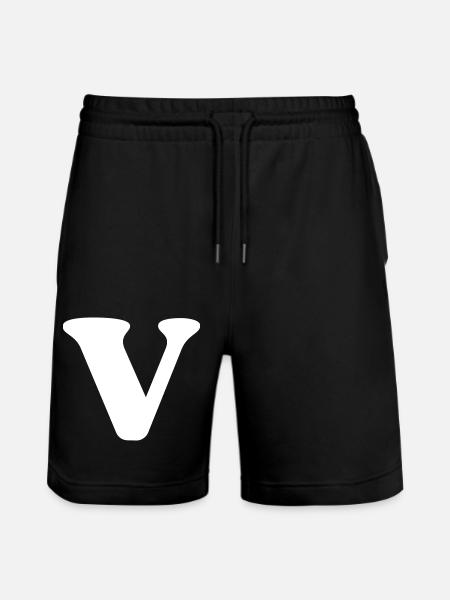 Letter v - Stanley/Stella Trainer Unisex Organic Jogging Shorts - black